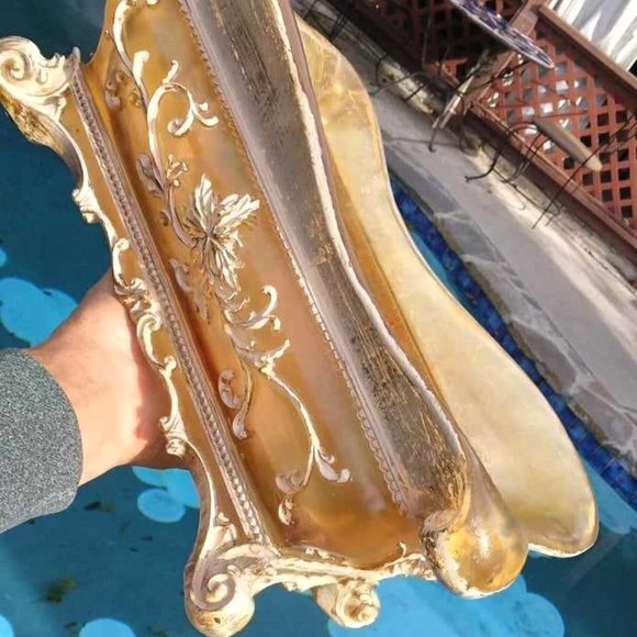 Vintage Baroque Translucent Lucite Acrylic Resin Scroll Footed Serving Dish - Picture 10 of 13